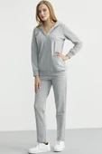 Oversize Kapüşonlu Fermuarlı Eşofman Takım - Gri thumbnail 5