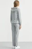 Oversize Kapüşonlu Fermuarlı Eşofman Takım - Gri thumbnail 6
