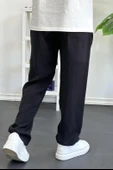 Erkek Beli Lastikli Modal Kumaş Rahat Kesim Pantolon Siyah Edw396 thumbnail 2