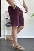 Erkek Likralı Regular Fit Şort Bordo Edw163 thumbnail 2