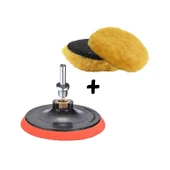 Sarı Renk (3'lü Set) Orta Sert Koyun Kuzu Postu Pedi Ø 125 mm Pasta Cila Polisaj Cırt Taban + M14 thumbnail 1