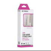 Syrox C20 3.5mm AUX 1mt Ses Kablosu - Beyaz thumbnail 2