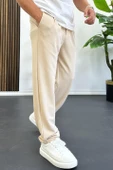Erkek Rahat Kalıp Pileli Pantolon Krem Edw402 thumbnail 2