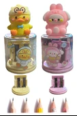 Mini Figürlü Sevimli 2 li Kalem Traş 2 Adet Hazneli Kalemtıraş Çift Bıçaklı Kalem Açacağı Figürlü No2 Jumbo ve Standart - 1