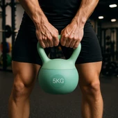 5  KG Soft Kettlebell – Yumuşak Tabanlı Metal Kumlu, Ses Yapmaz Darbeye Dayanıklı Çift El Ağırlık thumbnail 1