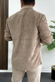 Erkek Kadife Kumaş Gömlek Açık Kahverengi Edw415 thumbnail 3