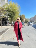 Triko Hırka elbise ikili takım kırmızıSiyah - 1