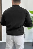 Erkek Yarım Fermuarlı Normal Kalıp Kazak Siyah Edw411 thumbnail 3