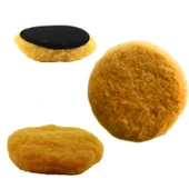 Sarı Renk (3 Adet) Orta Sert Koyun Kuzu Postu Pedi Ø 125 mm Pasta Cila Polisaj Cırt Tabanlı Yün thumbnail 1