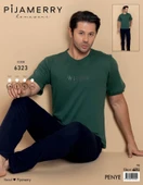 Pijamerry Erkek Bisiklet Yaka Kısa Kol Penye Pijama Takımı 6323 - 1 Adet  Yeşil 2XL thumbnail 2