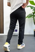 Erkek Slim Fit Beli İpli Düğmeli Pantolon Siyah Edw403 thumbnail 3