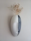 İki Renkli Soyut İnsan Yüzü Duvar Vazosu, Maske Duvar Süsü, Aksesuar Siyah-Beyaz thumbnail 1