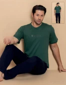 Pijamerry Erkek Bisiklet Yaka Kısa Kol Penye Pijama Takımı 6323 - 1 Adet  Yeşil 2XL thumbnail 1