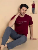 Pijamerry Erkek Bisiklet Yaka Kısa Kol Penye Pijama Takımı 6132 - 1 Adet  XL Bordo thumbnail 1