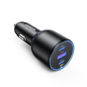 UGREEN 130W QC PD Hızlı Araç İçi Şarj Cihazı Çakmaklık Adaptörü 2xUSB-C, 1xUSB-A, Siyah, 90413 - 1