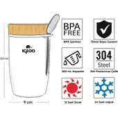 Igloo Bamboo Yemek Termosu 500ml-BEYAZ thumbnail 4