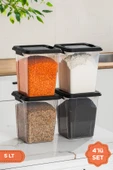 Porsima 4371 4lü Mega Boy Hava Geçirmez Deterjan Saklama Kabı Erzak Saklama Kabı Seti Gri 5lt thumbnail 1