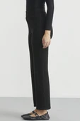 Yanı Motifli Rahat Kalıp Triko Pantolon - Siyah thumbnail 3