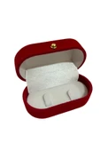Kırmızı Kadife İkili Yüzük Kutusu Pırlanta Tektaş Yüzük Evlilik Teklifi Özel Kutusu - 1