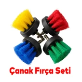 Çanak Tip Renkli Matkap Uyumlu Çok Amaçlı Temizlik 4'lü Fırça Seti  Araç, Banyo, Derz, Jant, Fayans - 1