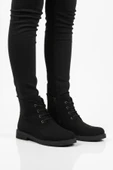 Ayakmod Siyah Süet Bağcıklı Fermuarlı Kaymaz Kadın Bot 284098 Z - 1