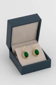 Sarma Serisi Yeşil Akik Taşlı El İşi Kadın Otantik Gümüş Küpe - 3