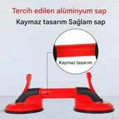 Çiftli Vakumlu Alüminyum Vantuz Tutucu Cam Fayans Mermer Metal Ahşap Taşıma Aparatı Max 100 Kg thumbnail 3