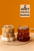 2 Adet Üzüm Desen Isıya Dayanıklı Kulplu Cam Bardak Kahve,Meşrubat,Su,Bardağı thumbnail 1
