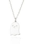 Yeni Yıl Halloween Hayalet 925 Ayar Gümüş Kolye - 2