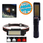 Kafa Feneri Kafa Lambası 10W Güçlü Işık Uzun Menzil Usb Şarjlı Ledli Işık Su Geçirmez Kamp El Feneri thumbnail 1