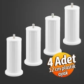 Keson 4 Adet 12 cm Beyaz Plastik Mobilya Baza Tv Ünitesi Yükseltme Ayağı Destek Ayağı thumbnail 3
