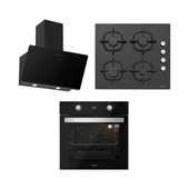 Silverline BO6504B01 - CS5343B01 - 3457 Soho 60 Siyah Cam Ankastre Set thumbnail 1