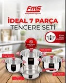 FMS 6001 Siyah İdeal 7 Parça Çelik Tencere Seti - 1