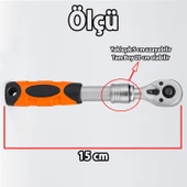 Uzayabilir Cırcır Kolu 72 Diş 1/4 İnç Lokma Anahtarı Çelik Profesyonel Yüksek Tork İnce Yapı - 3