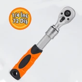 Uzayabilir Cırcır Kolu 72 Diş 1/4 İnç Lokma Anahtarı Çelik Profesyonel Yüksek Tork İnce Yapı - 2