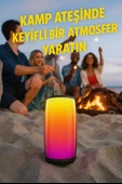 RGB Işıklı Kablosuz Bluetooth Hoparlör 10W Güç, Hafıza Kartı ve AUX Girişli, Taşınabilir Parti Hoparlörü - 3