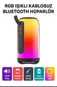 RGB Işıklı Kablosuz Bluetooth Hoparlör 10W Güç, Hafıza Kartı ve AUX Girişli, Taşınabilir Parti Hoparlörü - 1
