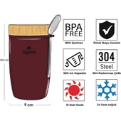Igloo Bamboo Yemek Termosu 500ml-BORDO - 3