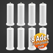 Keson 8 Adet 15 cm Beyaz Plastik Mobilya Baza Tv Ünitesi Yükseltme Ayağı Robot Süpürge Uyumlu thumbnail 3