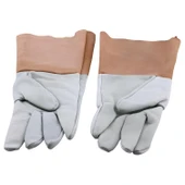 Kaynakçı Eldiveni Deri Isıya Dayanıklı Yanmaz Kaynak Koruyucu İş Eldiveni Taşlama 1 Çift XL Beden thumbnail 3