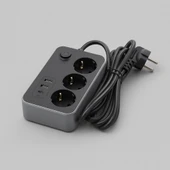 Çocuk Akım Korumalı Topraklı Golyat Grup Şarj Fiş Priz 3 Prizli 3 USB Girişli 2 Metre Uzatma Kablosu thumbnail 3