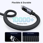 UGREEN Uno USB-C 100W 5A QC PD Örgülü Hızlı Şarj Kablosu, 1 Metre, Siyah, 35501 thumbnail 5