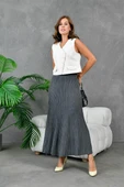 IŞŞIL 10807-Kloş Kesim Esnek Triko Etek - 5