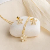 Vaoov 925 Ayar Gümüş Minimal Taşlı Çiçek Set thumbnail 5