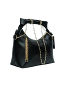 Zincir Askılı Deri Çanta-Siyah - 1