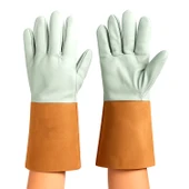 Kaynakçı Eldiveni Deri Isıya Dayanıklı Yanmaz Kaynak Koruyucu İş Eldiveni Taşlama 1 Çift XL Beden thumbnail 1