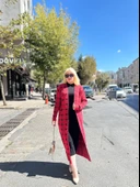 Triko Hırka elbise ikili takım kırmızıSiyah - 1