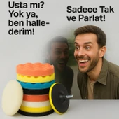 Polisaj Süngeri Seti Toplam 21 Parça Sulu Zımpara Parlatma Pedi Matkap Uyumlu Oto Pasta Cila 150 mm thumbnail 9