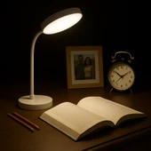 Masa Üstü Lamba Şarjlı Akrobat 360° 3 Kademe Dokunmatik Çalışma Okuma Işığı Gece Lambası Soft Işık thumbnail 2