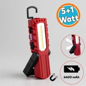 Mıknatıslı İş Lambası Led El Feneri Askılı Işıldak Kamp Lambası 5+1 W Şarjlı Gece Lambası 4400 mAh thumbnail 1